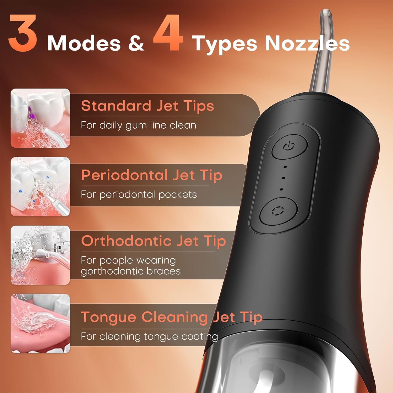 Water Dental Flosser - Portable Cordless Oral Irrigator 300ML, Rechargeable IPX7 Waterproof Irrigation Cleaner for Teeth Cleaning & Flossing, Travel & Home Use