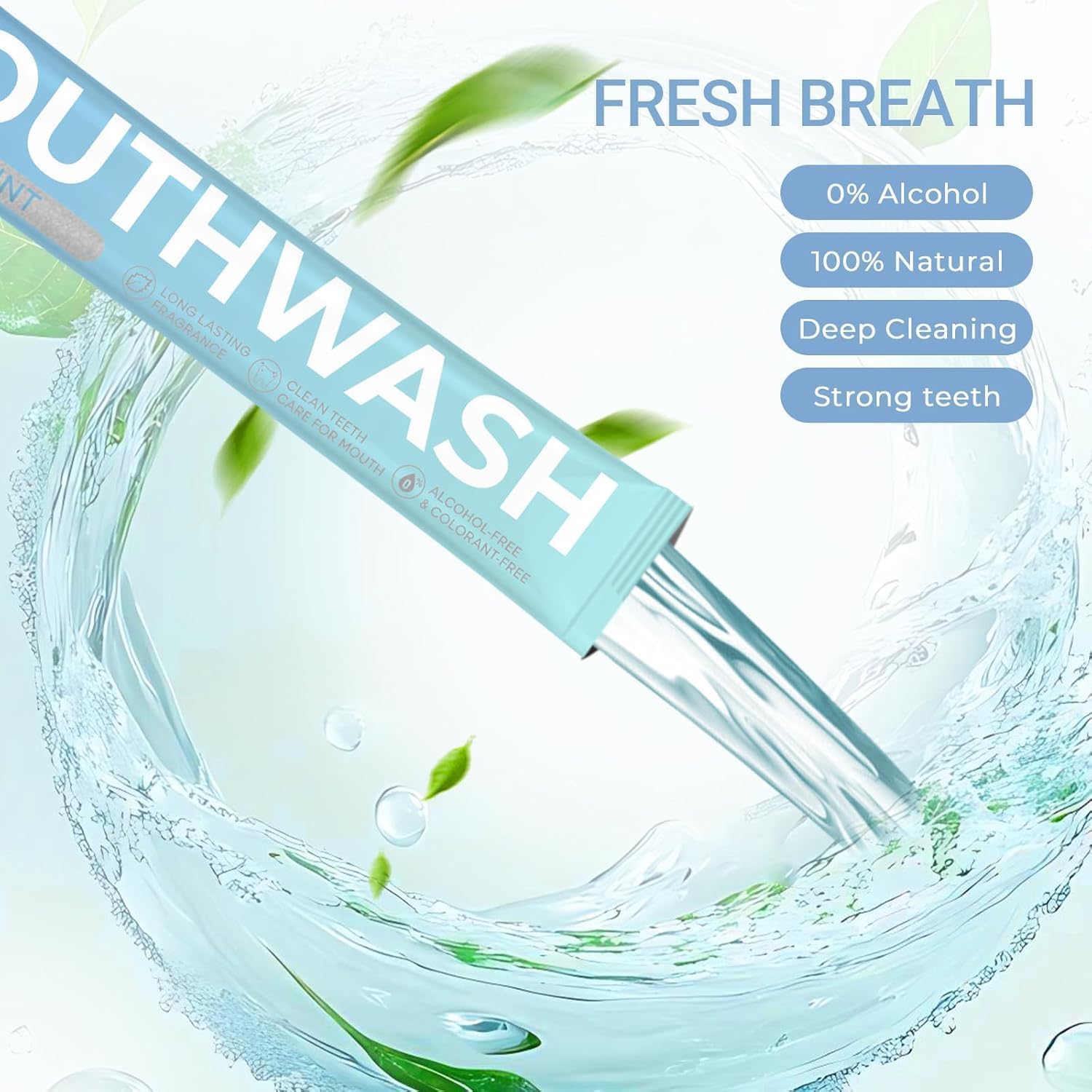 Mouthwash Travel Size, Mini Portable Fresh Breath Mouthwash, Alcohol & Fluoride-Free Oral Care for Air Travel Gifts, Dates & Office, Individually Wrapped Packets 0.5 Fl Oz (Pack of 20).