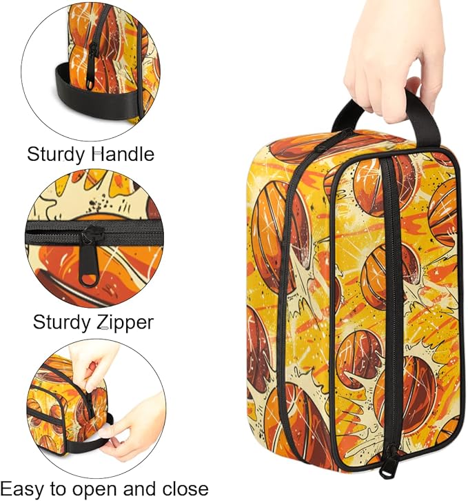 Watercolor Basketball Boys Travel Toiletry Bag Waterproof Wash Bag Shower Shaving Bag Cosmetic Organizer Makeup Bag Portable Toiletries Accessories for Women Men Basketball