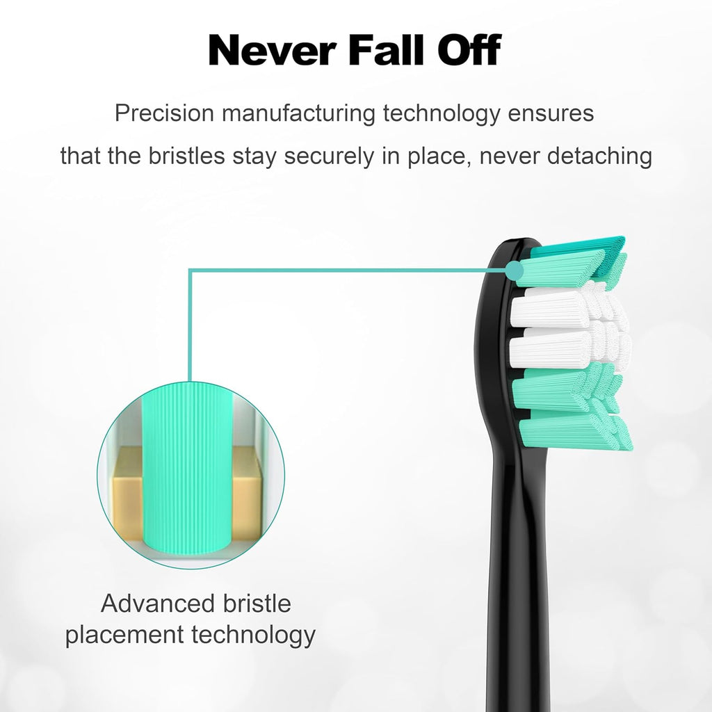 Replacement Toothbrush Heads Compatible with Philips Sonicare and More Click-on Handles 10 Pack Black