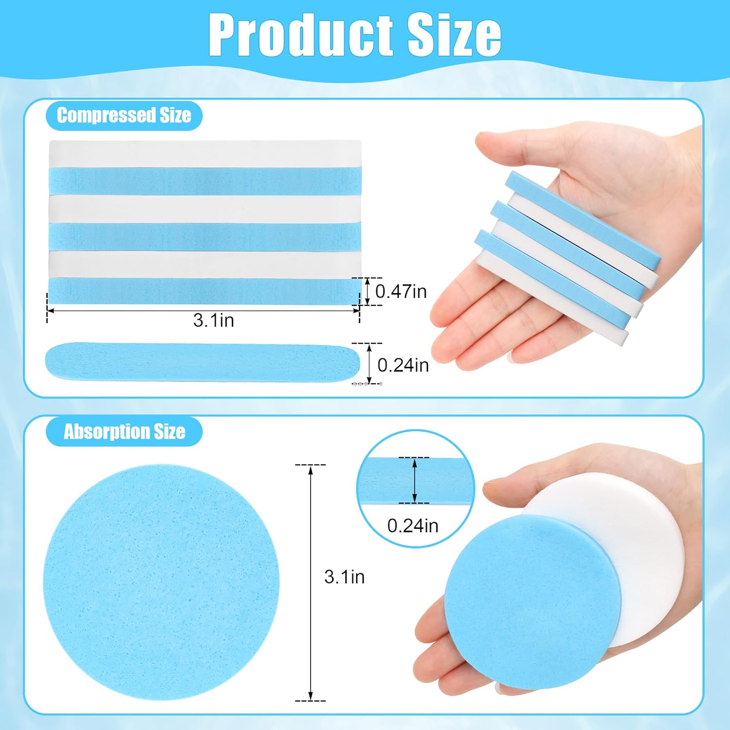 120 Pcs Facial Sponge Compressed, Luxiv Face Cleansing Sponge Estheticians Compressed Makeup Facial Sponge Round Wash Face Sponges for Women Compress Exfoliating Removal Sponge (White+blue)