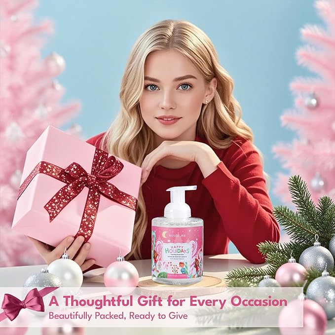 ROMIIE ZOI Christmas Foaming Hand Soap with Gift Box- Happy Holidays, Infused with Peppermint - 500ml/ 16.8oz