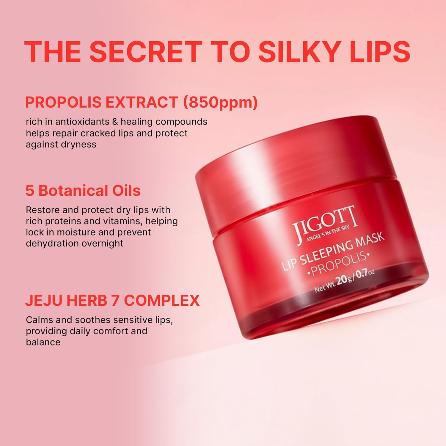 Jigott Korean Skincare Propolis Honey Lip Sleeping Mask – Nourishing Overnight Lip Treatment for Dry & Chapped Lips, K-Beauty Hydrating Lip Balm with Propolis Extract, Repairs & Softens Lips (20g)