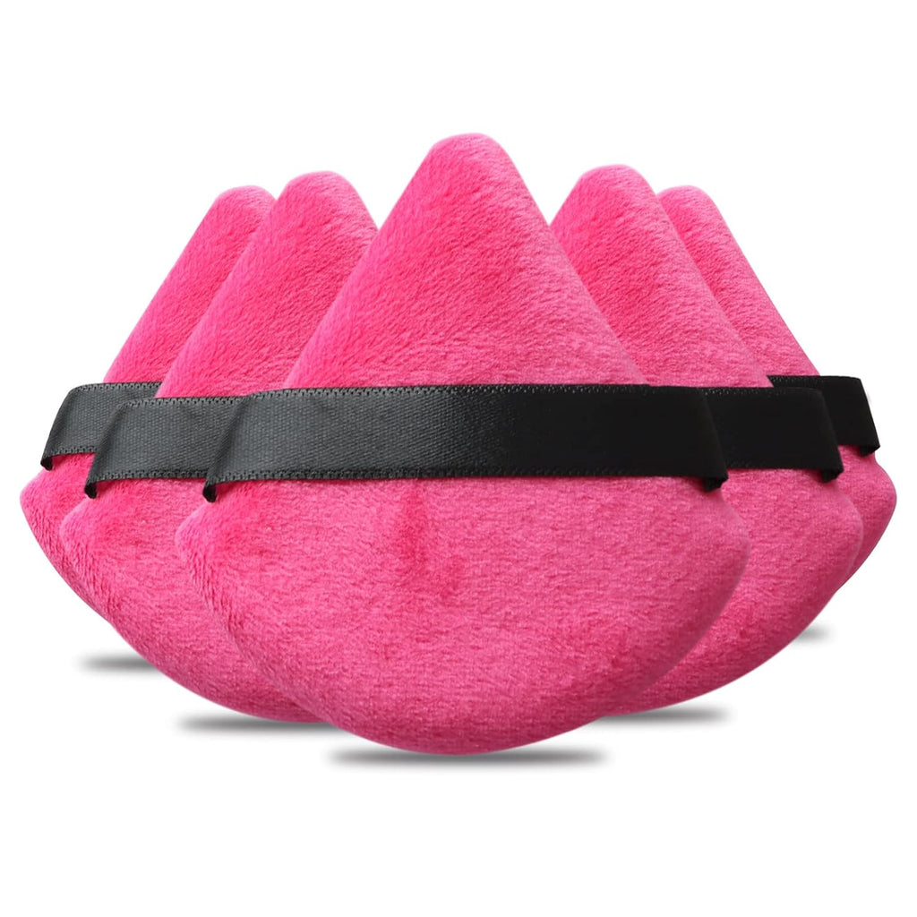 Powder Puff Daubigny 6 PCS Powder Puffs Makeup Puff Face Soft Triangle Powder Puff for Loose Powder Mineral Powder Body Velour Cosmetic Foundation Sponges Blender Beauty Makeup Tools(Rose Red Black)