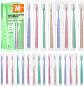 24 Pack Premium Disposable Toothbrush with Tongue Scraper – Individually Wrapped Bulk Travel Toothbrushes, Soft Bristles for Guests, Hotel, Vacation Rental, Home & On The Go,4 Colors