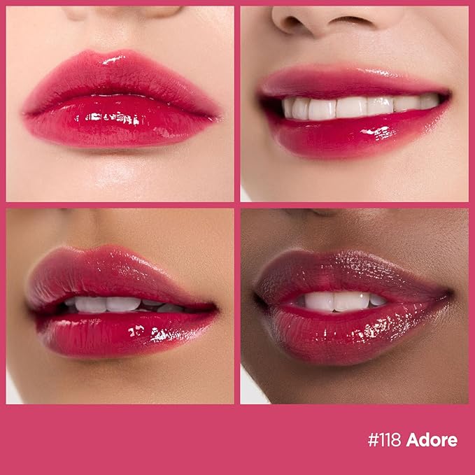 Laka Fruity Glam Lip Tint Mini, 1.9g/0.07oz, Glowing Lip Stain with Wide Color Spectrum, Hydrating & Lightweight Texture, Long-Lasting Bold Stain, Non-Sticky, Vegan, K-Beauty (#118 Adore)