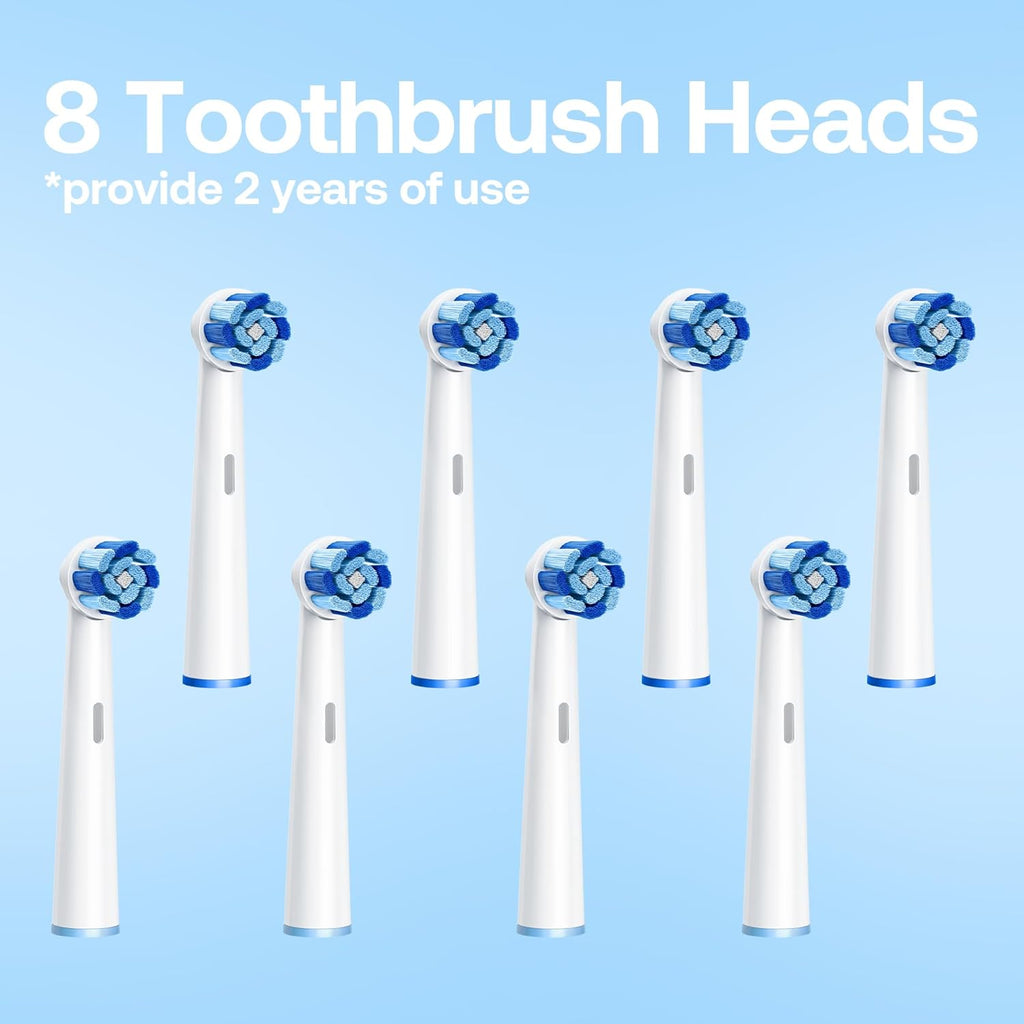 Bitvae R2 Rotating Electric Toothbrush for Adults with 8 Brush Heads, 5 Modes Rechargeable Power Toothbrush with Pressure Sensor, White