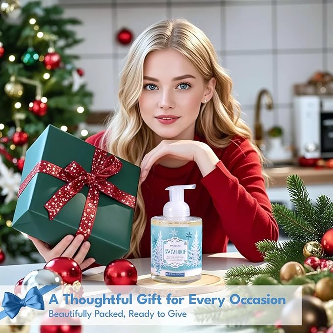 ROMIIE ZOI Christmas Foaming Hand Soap with Gift Box- Snowdrop, Infused with Peppermint - 500ml/ 16.8oz