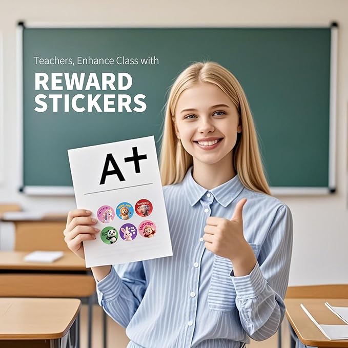 1000PCS Reward Stickers, Teacher Stickers for Kids Classroom 3D Space Theme Motivational Sticker for Kids to Earn as Good Job Sticker