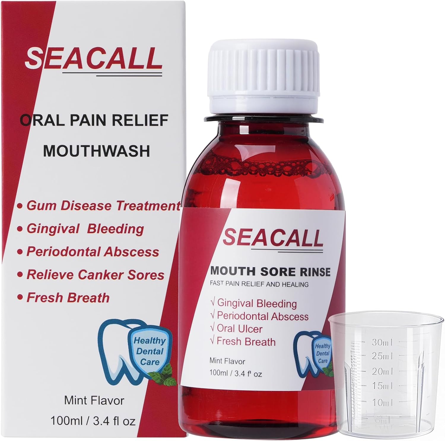 Oral Rinse Mouthwash - Mouth Rinse Help Canker Sores & Gingival Bleeding Treatment - Fresh Mild Mint (100ml/3.4 Fl oz)