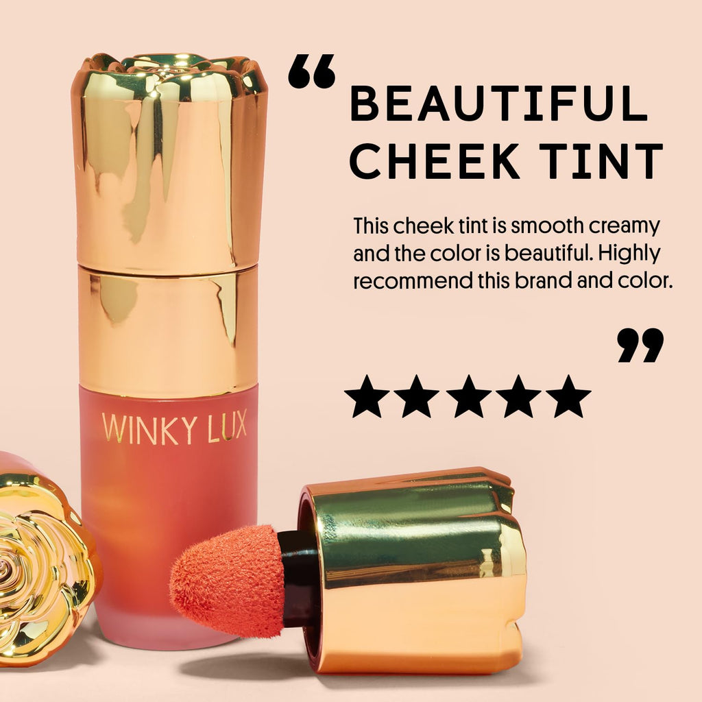 Winky Lux Cheeky Rose Liquid Blush - Gel Cream Makeup with Buildable Color and Lightweight Velvet Finish, Long-Lasting Deep Coral Shade, Darling