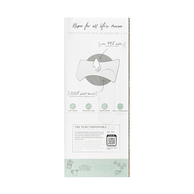 The Honest Company Clean Conscious Multi-Use Wipes Hypoallergenic and Unscented for Sensitive Baby Skin Over 99% Water Compostable Plant Based Balance Blues 288 Count