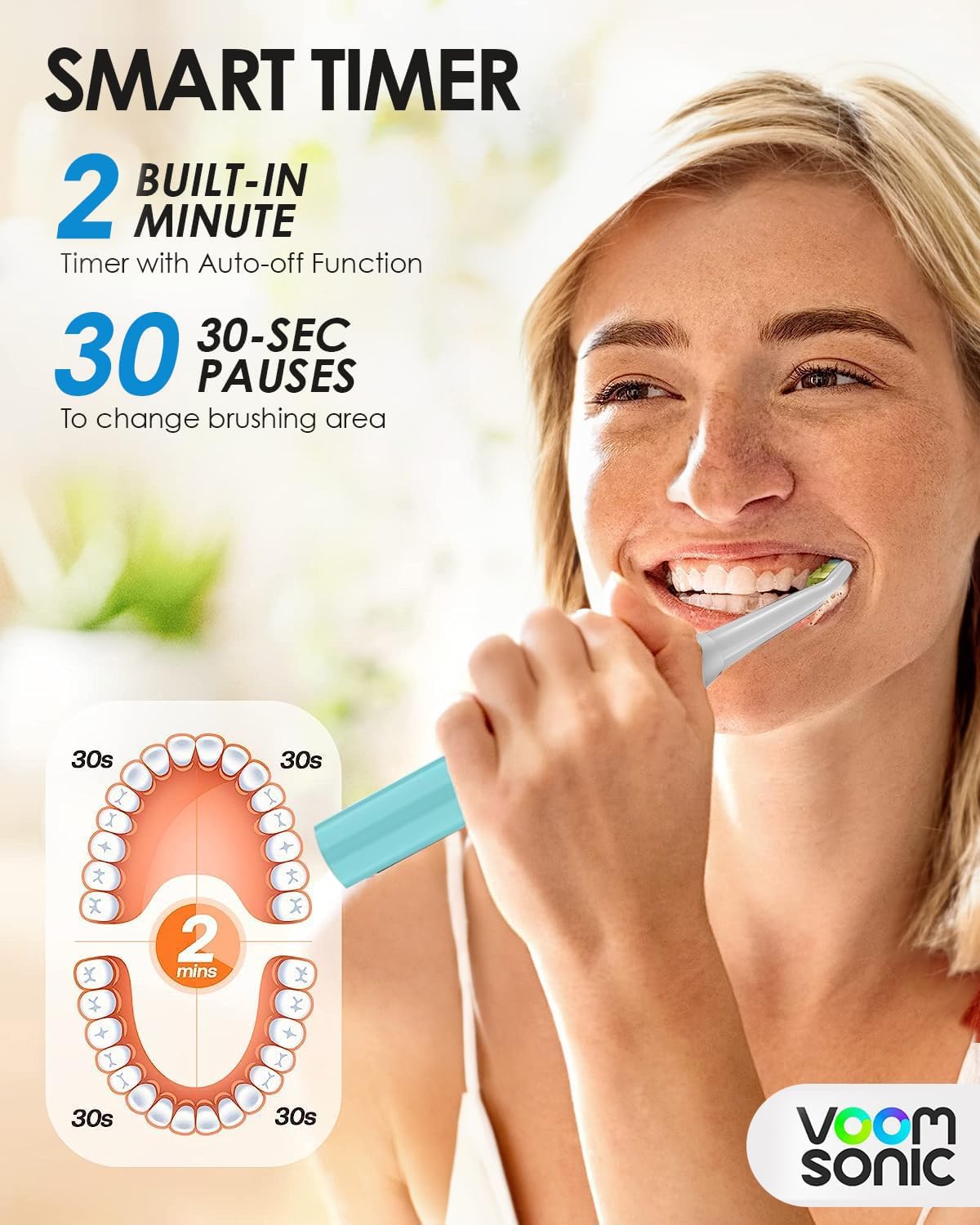 Voom Sonic Go 1 Series Travel Electric Toothbrush | Travel Toothbrushes - Battery Operated Toothbrush for Adults & Kids, Dentist Recommended Toothbrush, Portable w/ 2 Minute Timer