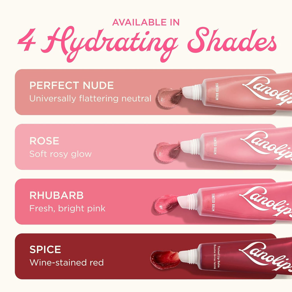 Lanolips Tinted Lip Balm - Moisturizing, Color-Tinted Balm with Lanolin & Vitamin E for Dull, Dry, Cracked Lips, Perfect Nude (12.5g / 0.44oz)