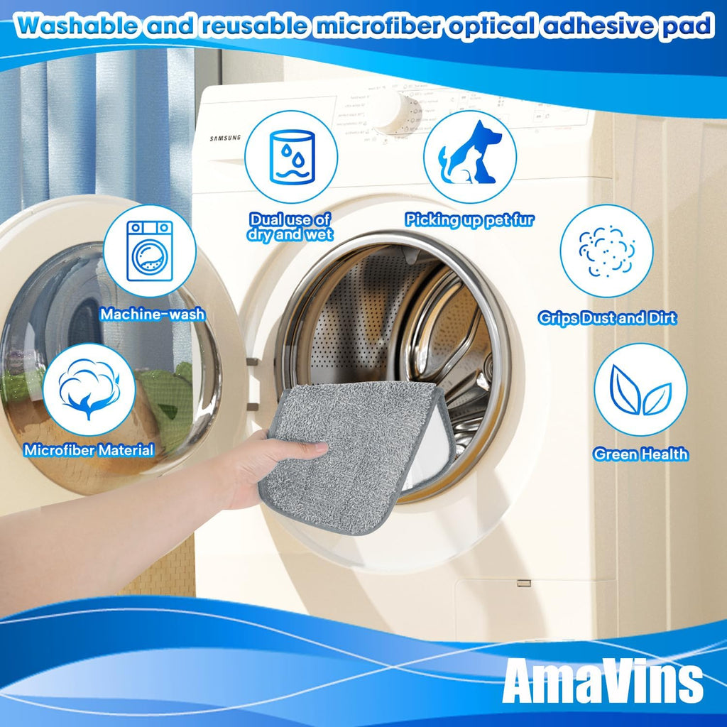 3 Pack Reusable Mop Pads Compatible with Wet Jet Mops, Wet Jet Pads Refills, 12-inch Washable Microfiber Mop Pads for Floor Cleaning Wet Dry Use for Any Floor Types