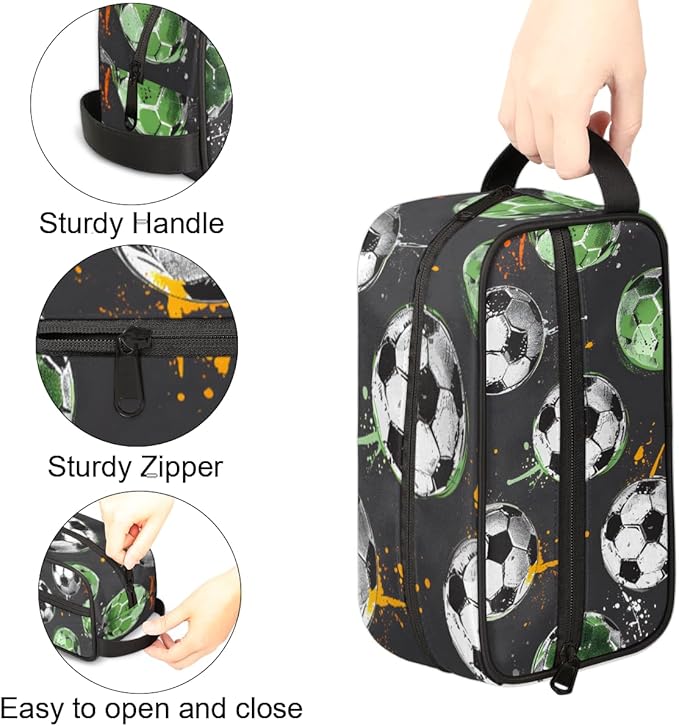 Soccer Ball Boys Travel Toiletry Bag Waterproof Wash Bag Shower Shaving Bag Cosmetic Organizer Makeup Bag Portable Toiletries Accessories for Women Men
