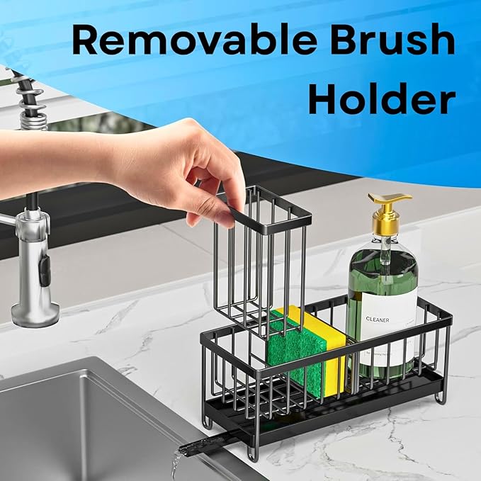 Matani Black Toothbrush Holder for Bathroom Sink, Countertop Organizer with High Toothpaste Holder, Rustproof 304 Stainless Steel, Bathroom Countertop Storage & Essentials (Black Model 1)