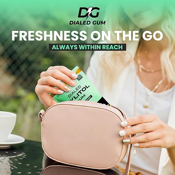 Dialed Xylitol Gum (500 Pieces) | 100% Xylitol | Healthy Dental Gum to Protect Teeth | Aspartame Free | Sugar Free, Gluten-Free, Vegan | Natural Spearmint Flavor