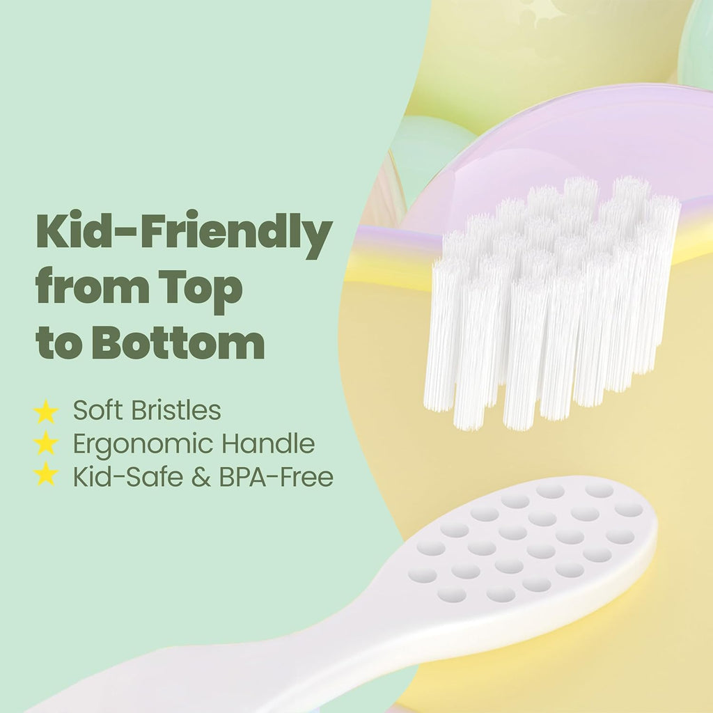 Well Before Dinosaur Kids Toothbrush, 0.12mm Soft Filament Toddler Toothbrush for Kids 6-12 Make Brushing Fun and Protect Kids Delicate Teeth (Pack of 3)