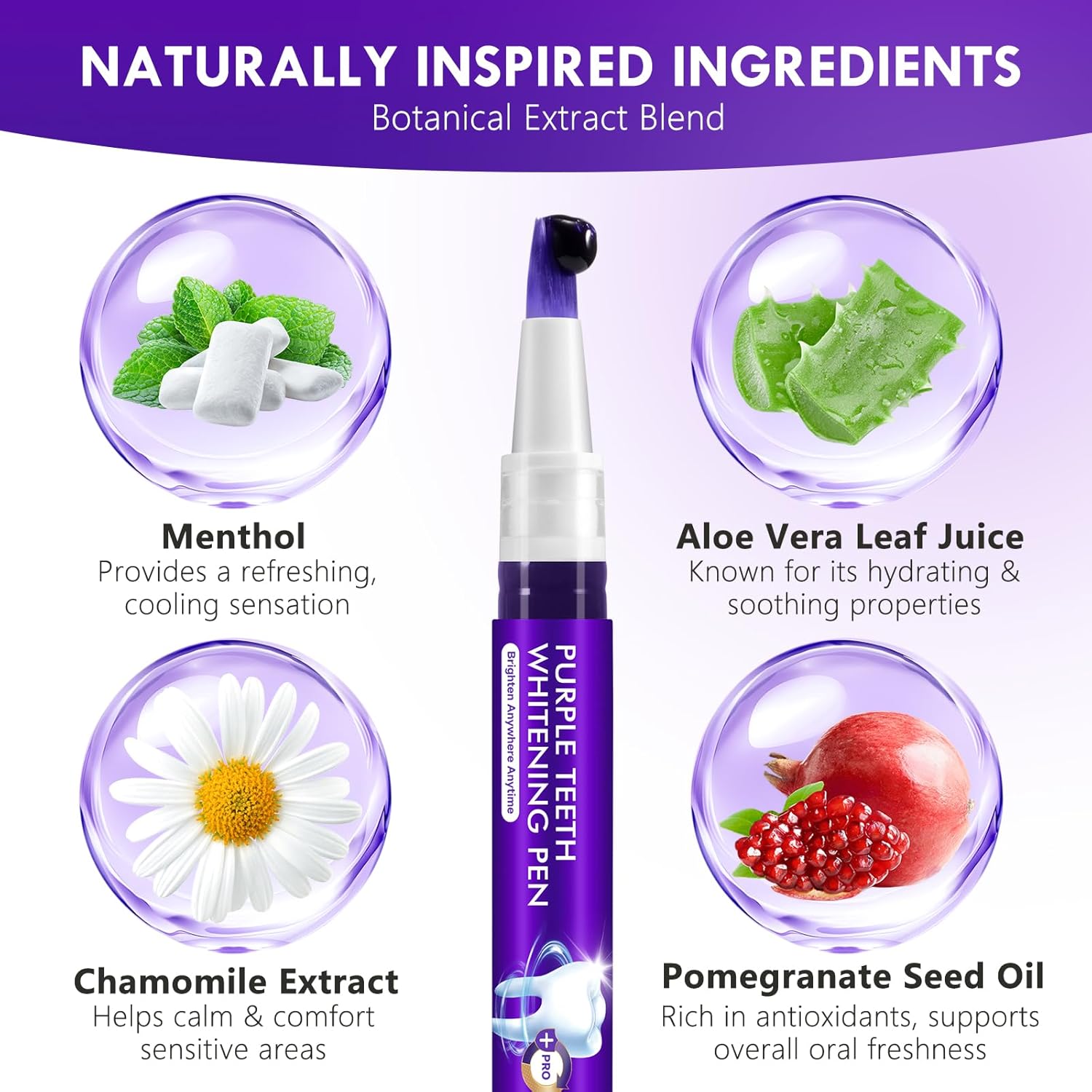 Purple Teeth Whitening Pen, 6PCS Teeth Whitening Gel Essence, Gentle Formula, No Sensitivity Snow Teeth Whitener Gel Kit for a Brighter Smile