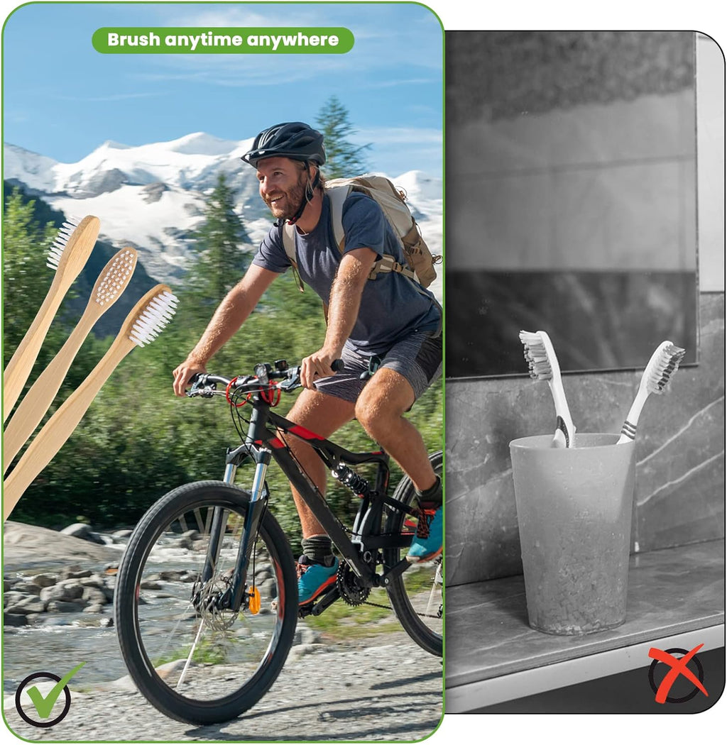 Bamboo Prepasted Toothbrush - Individually Wrapped Pre-Pasted Toothbrush with Bamboo Handles, Medium Soft Bristles Biodegradable Natural Eco-Friendly Sustainable Disposable Toothbrushes (72pcs)