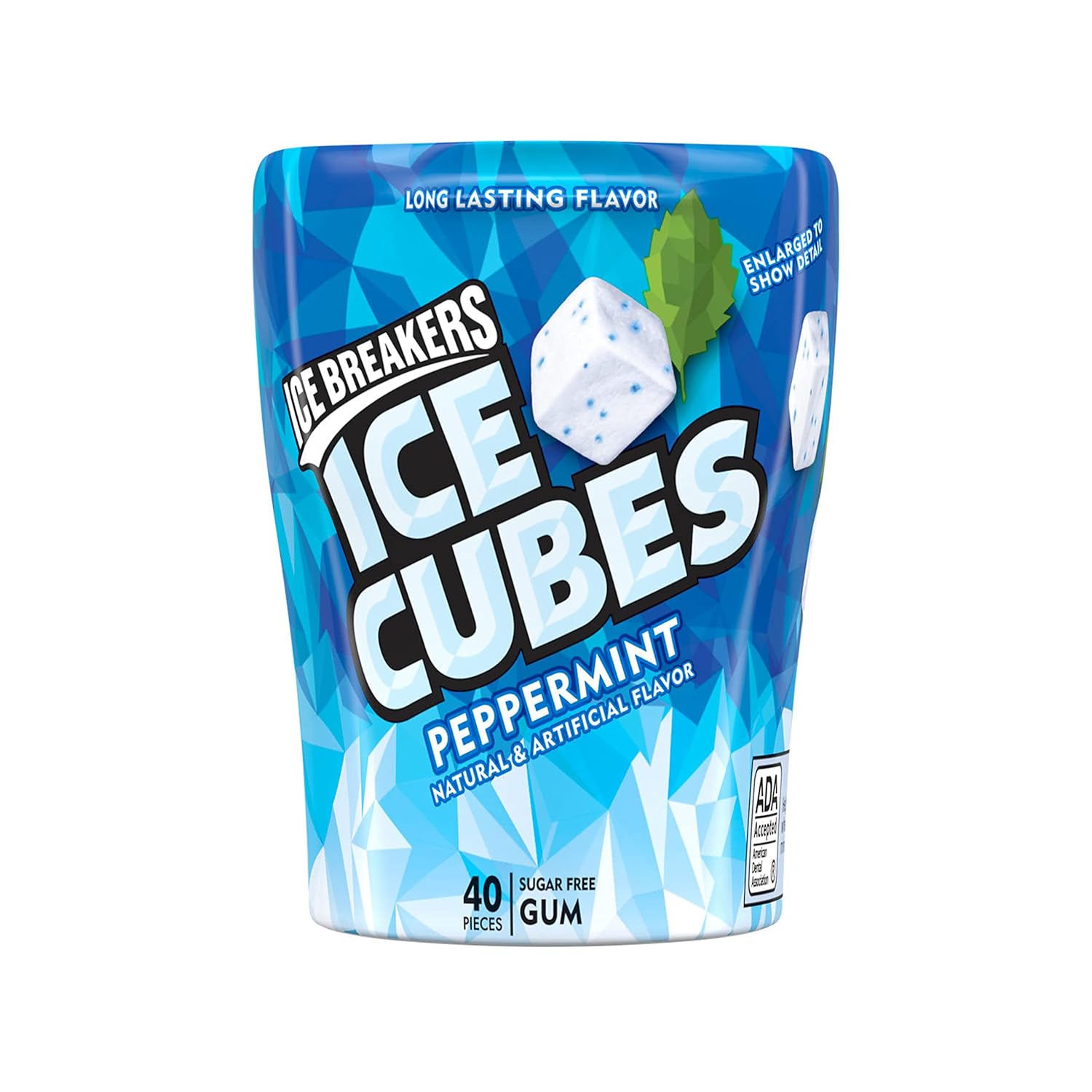 ICE BREAKERS Ice Cubes Peppermint Sugar Free Chewing Gum Bottles, 3.24 oz (6 Count, 40 Pieces) (Pack of 2)