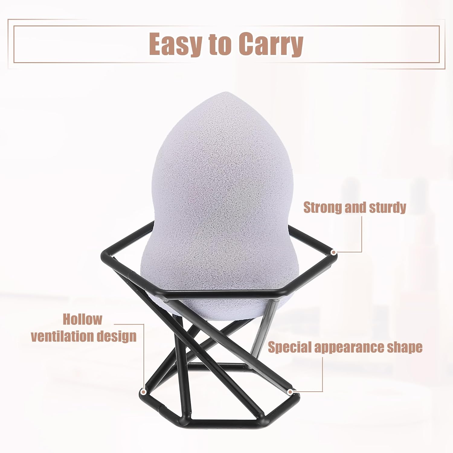 VOCOSTE Makeup Sponge Holder, Beauty Sponge Dry Stand, Beauty Sponge Holder, Makeup Beauty Egg Drying Stand for Vanity, Black
