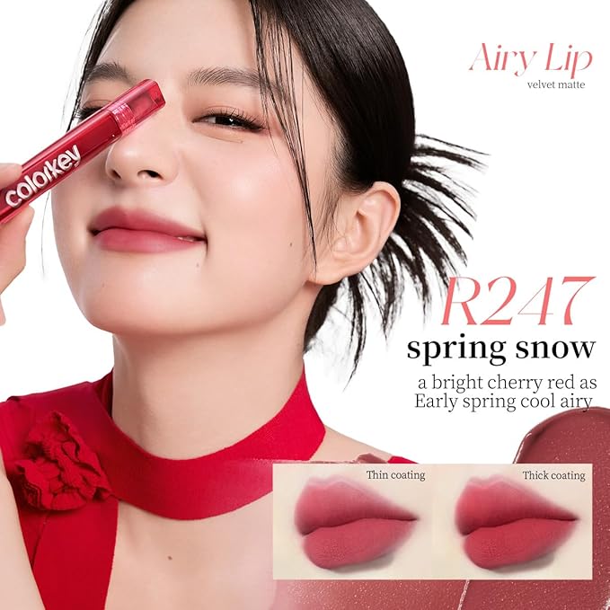 COLORKEY Airy Velvet Lip Tint, Matte Finishs, Longwear Rich Lip Colors, non-sticky, Creamy Soft Texture, Waterproof Lip Stain, Matte hydration, non-drying. Velvety finish (P226 Gray Rose, 3g)