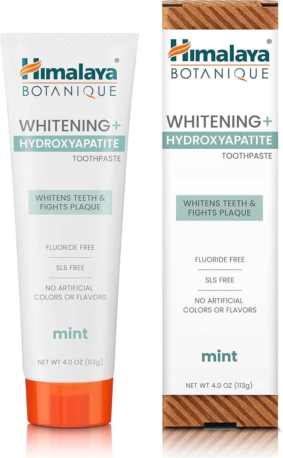 Himalaya Botanique Whitening + Hydroxyapatite Toothpaste, Mint Flavor - Nano Hydroxyapatite to Support Remineralization and Restore Enamel to Strengthen Teeth - Vegan, Gluten Free, 4 oz (Pack of 4)