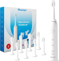 Rooman Oscillation&Vibration Sonic Electric Toothbrush for Adults, with 8 Brush Heads for Travel & Teeth Care, 20000 VPM, 3 Cleaning Modes, 2-Minute Timer, IPX7 Waterproof (White)