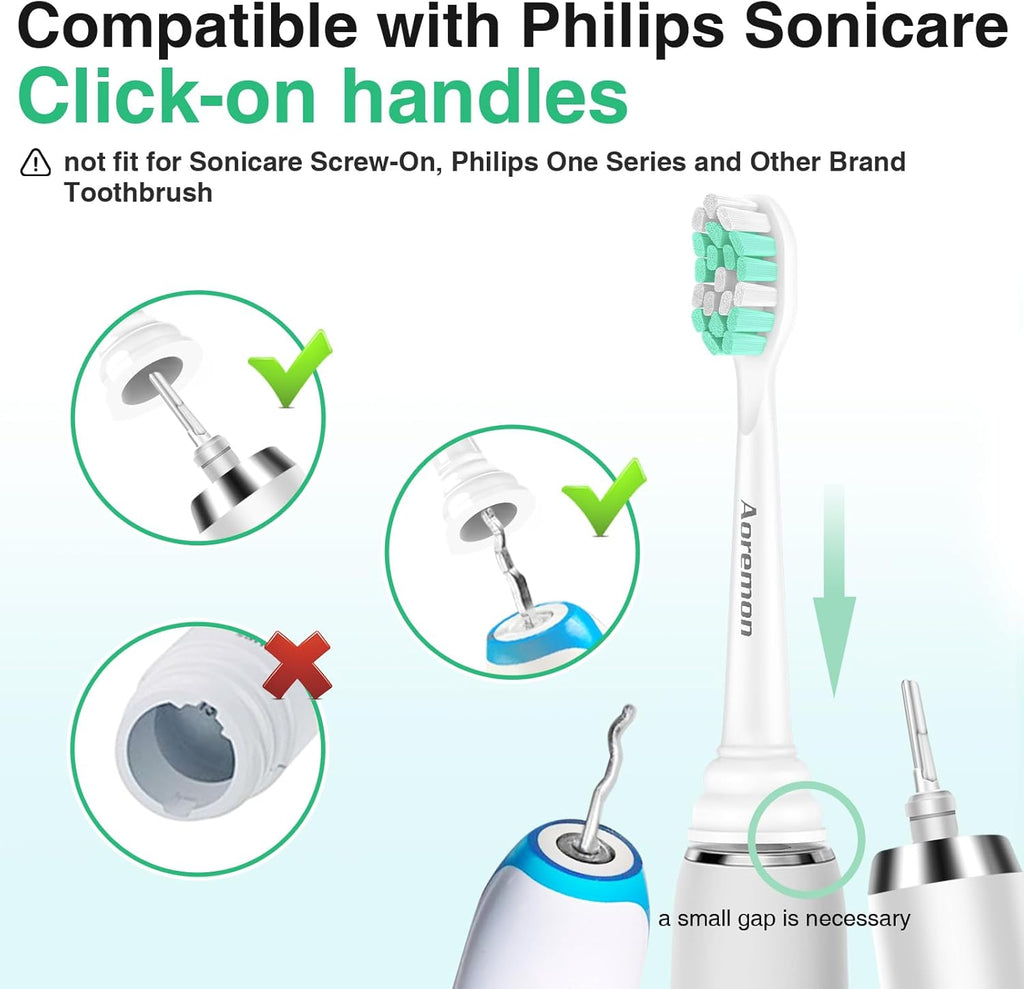 Aoremon Replacement Heads for Philips Sonicare C2 C1-4Pcs Brush Heads Compatible with All Phillips Sonicare Click-on Eltectric Toothbrush Model