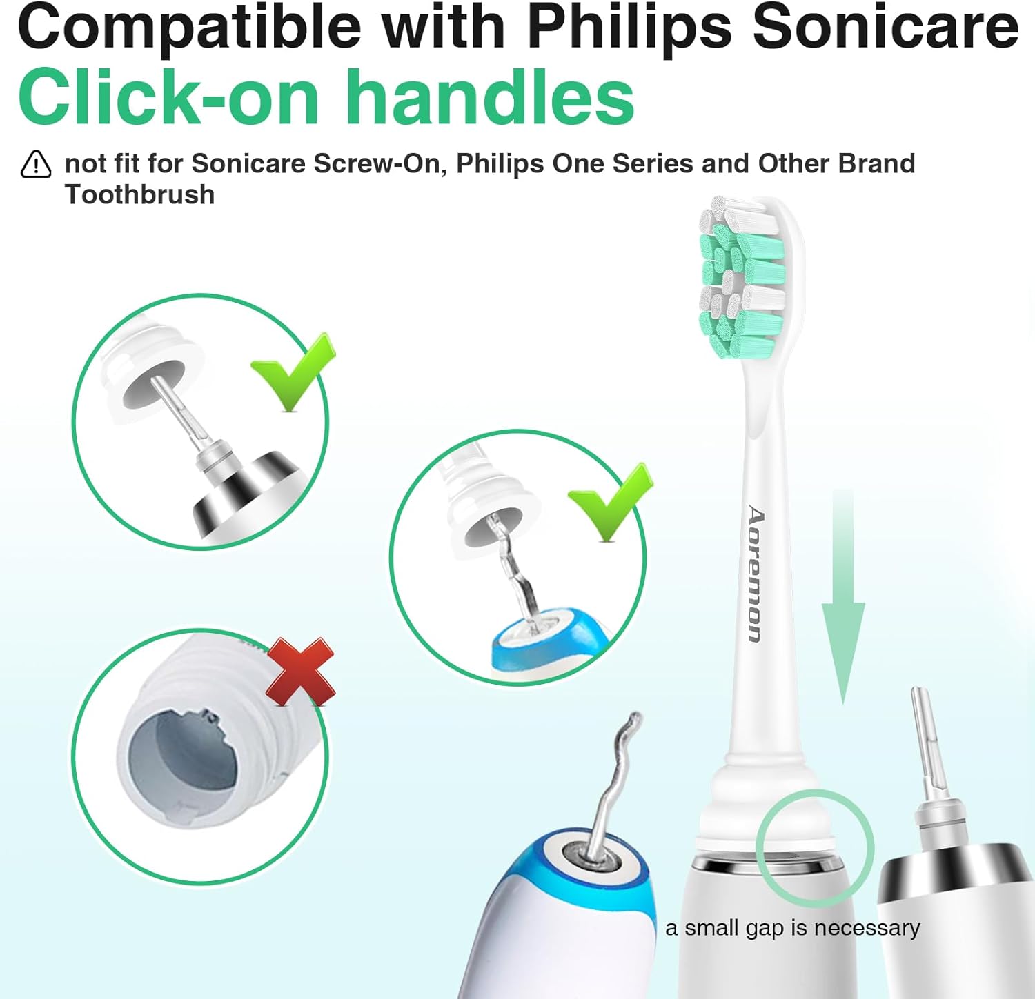 Aoremon Replacement Heads for Philips Sonicare C2 C1-4Pcs Brush Heads Compatible with All Phillips Sonicare Click-on Eltectric Toothbrush Model