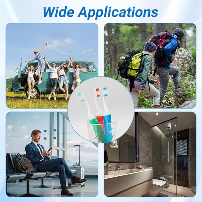 Travel Toothbrush 6PCS Travel Toothbrush Set Mini Toothbrushes Portable Travels Size Toothbrushes Folding Traveling Tooth Brush with Case Individually Wrapped Small Tooth Brush for Home Camping Hiking