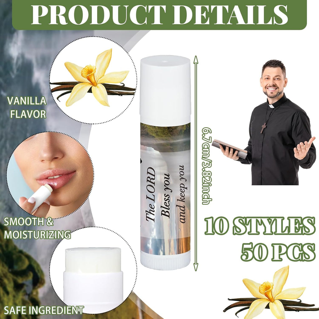 50 Pack Christmas Christian Religious Gifts Bulk Lip Balms for Women Men Church Party Favors Bible Verse Lip Balm with Scripture Gifts for Coworkers Staff Employee Christmas Stocking Stuffers