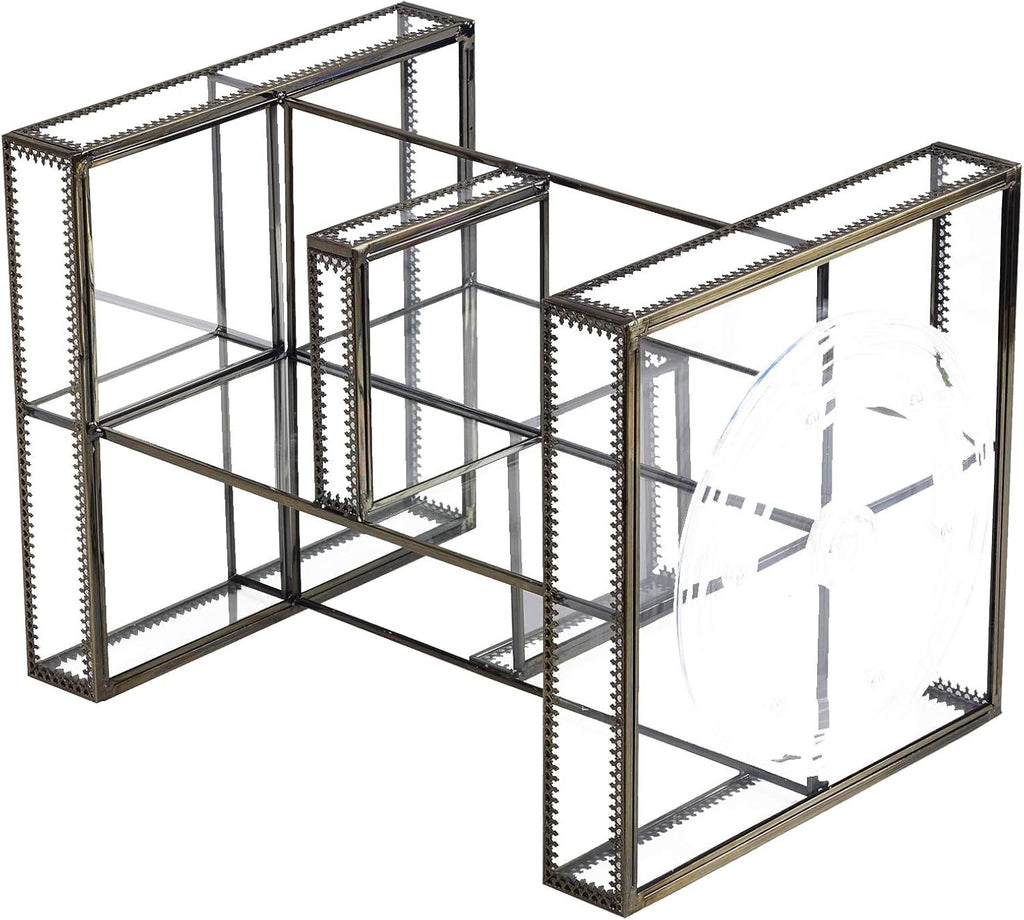 Vintage Glow Antique 360 Degree Rotating Makeup Organizer,4-Tier Spinning Perfume Tray,Countertop Cosmetic Storage,Glass Beauty Display,Retro Large Capacity Vanity Organizer for Brushes Skincare