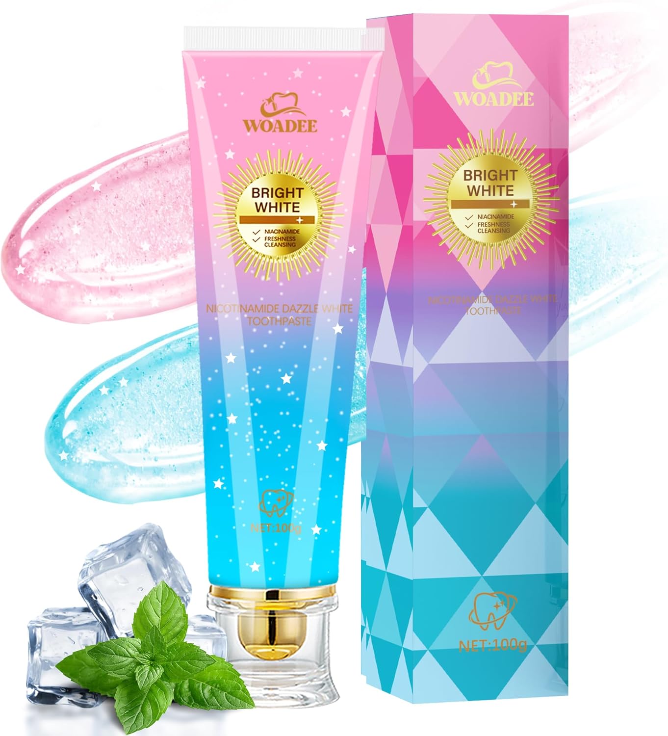 Woadee Niacinamide Whitening Toothpaste | Nicotinamide Radiant Whitening Toothpaste - Remove Tough Tooth Stains & Fresh Breath | Fluoride-Free Protects Enamel & Improves Gum Health, Mint Flavor (1)