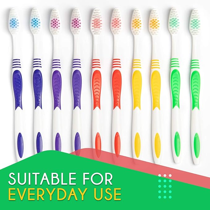 Bulk Toothbrushes 25 Pack | Individually Wrapped Travel Toothbrush Set for Adults & Kids | Made with a Medium-Soft Large Brush Head | BPA-Free & Disposable!