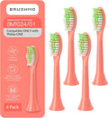 Brushmo Replacement Toothbrush Heads, Compatible with Philips One for Sonicare Electric Toothbrush Handles HY1022, 4 Standard Heads with Tongue Cleaner, Soft Dupont Bristles, BM124m, Miami Coral