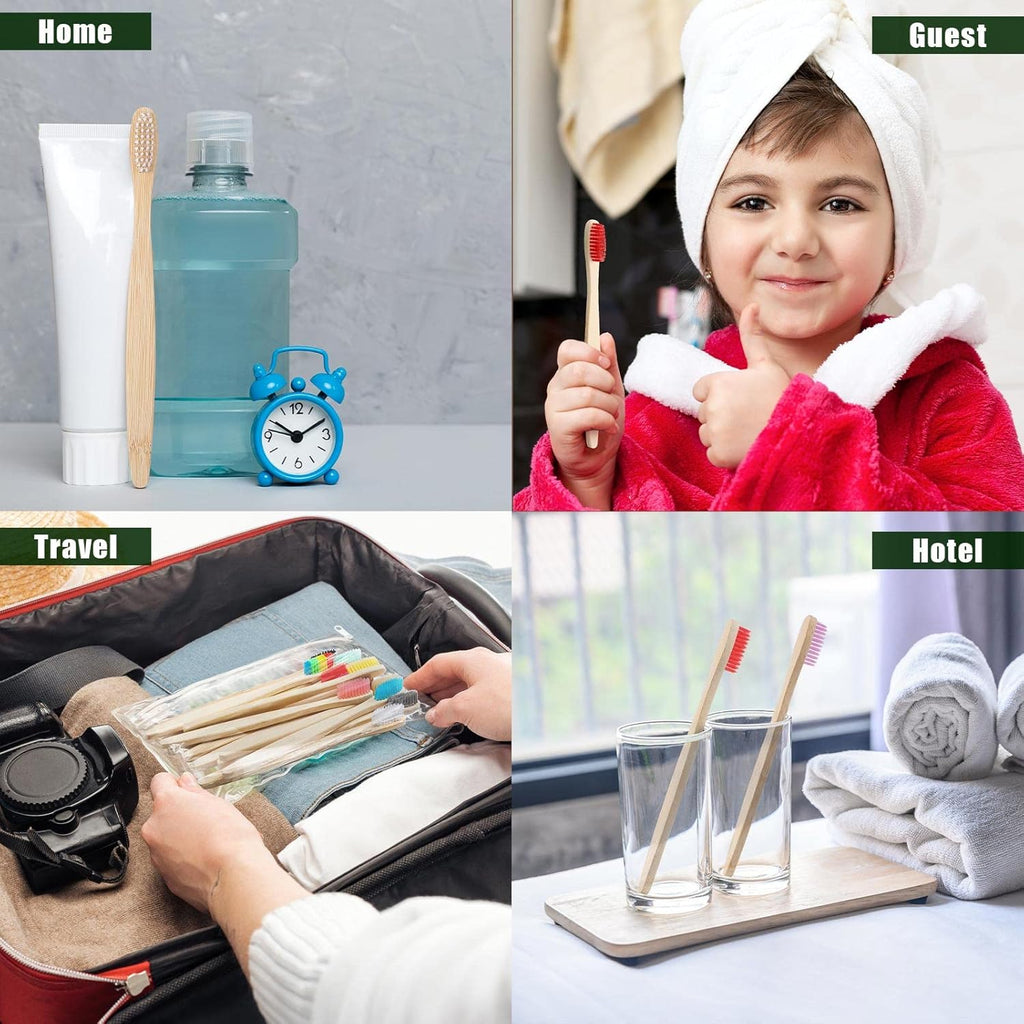 Sieral 120 Pcs Bamboo Toothbrushes Bulk, Soft Bristle Toothbrush for Adults, Natural Wooden Toothbrushes, Vegan Organic Bamboo Travel Tooth Brush, Individually Wrapped, 7 Inch 12 Color