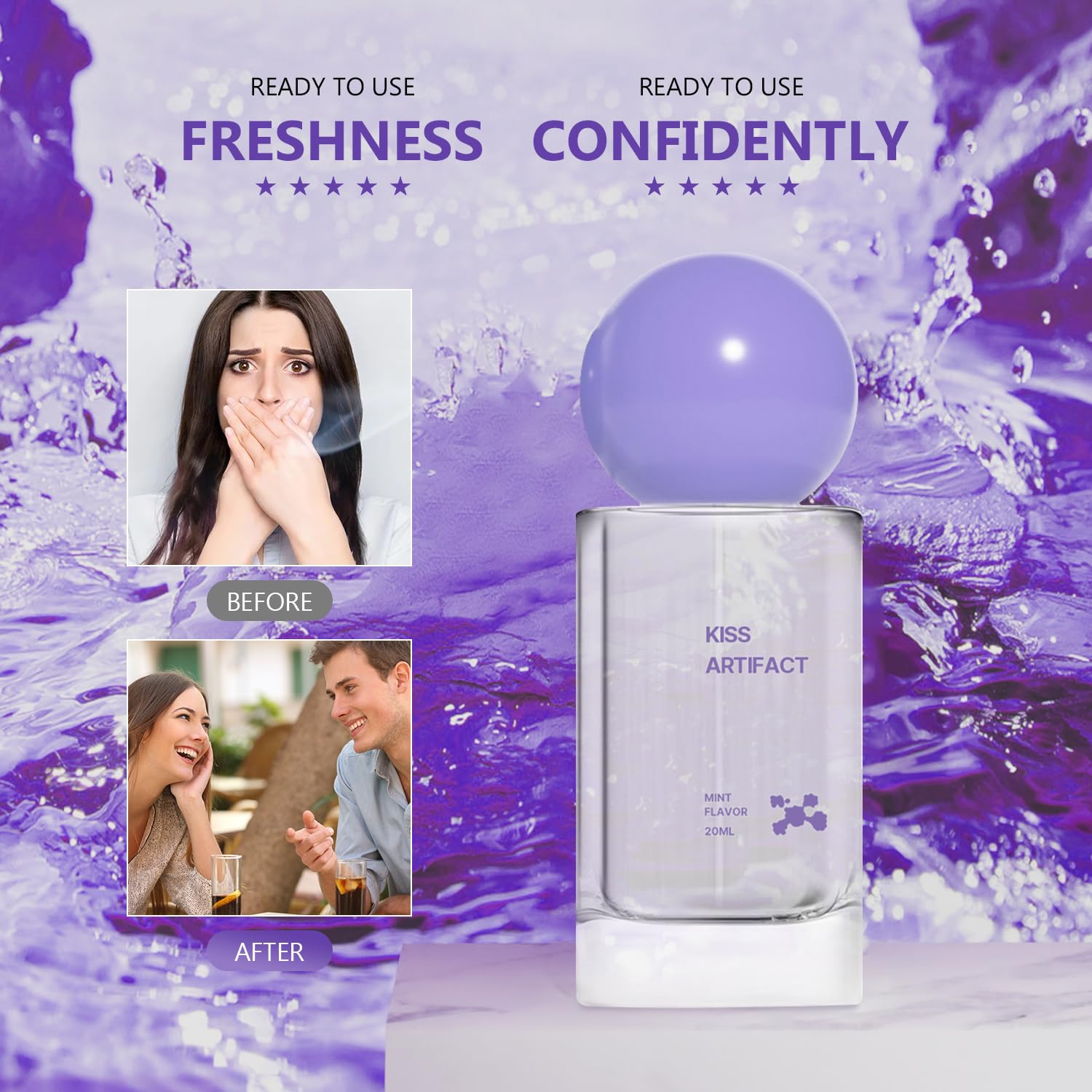 2Pcs Probiotic Oral Spray for Long-Lasting Freshness,Alcohol-Free Oral Spray with Probiotics for Breath Care,Convenient Travel-Sized Breath Spray (20ml/0.68floz)