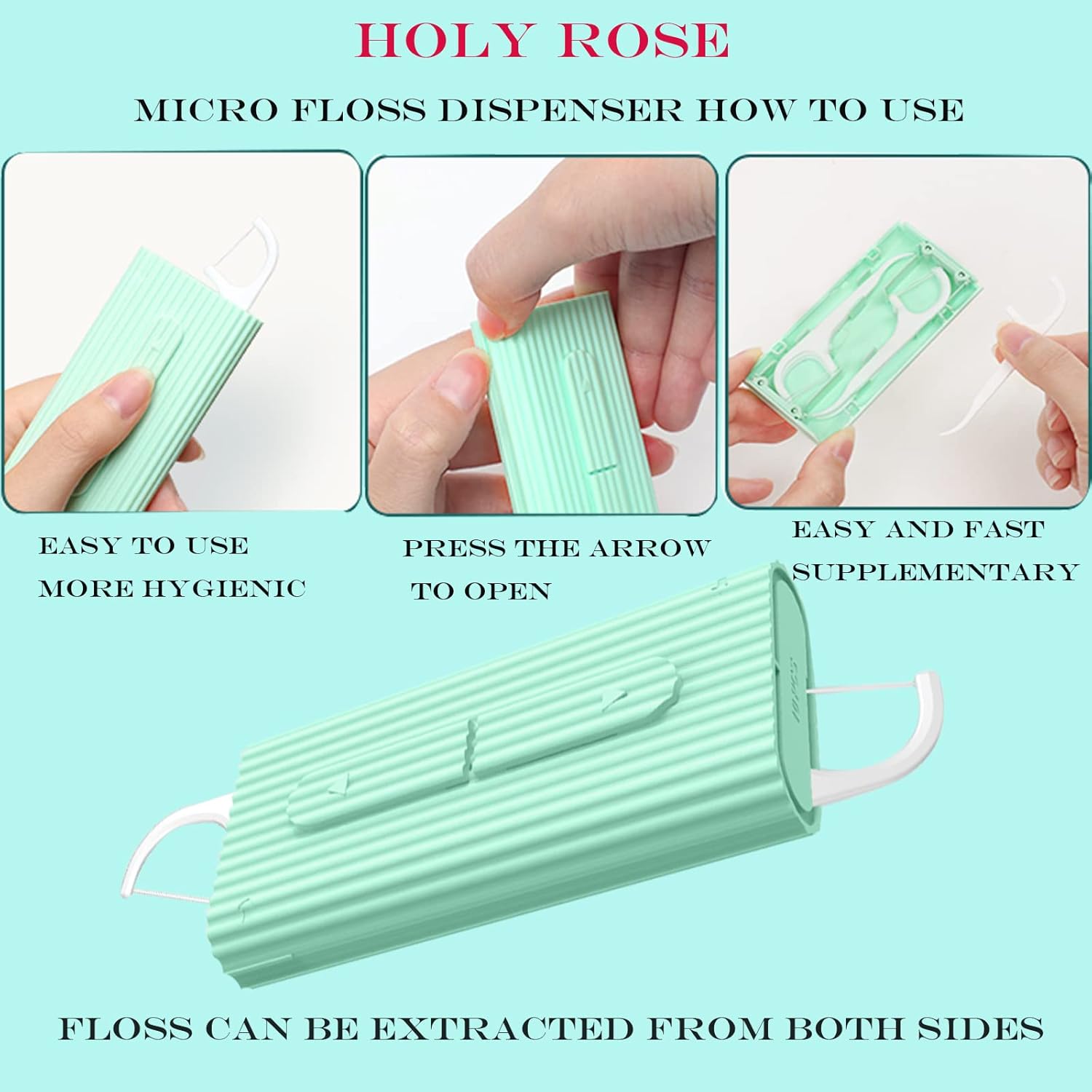 Holy rose Portable Dental Floss Picks Dispenser 2Box,Travel Floss Storage Case with Adult Toothpicks Flosser Sticks 80 Count,Portable Floss Case for Oral Care Teeth Cleaning Perfect Tool (Whit)
