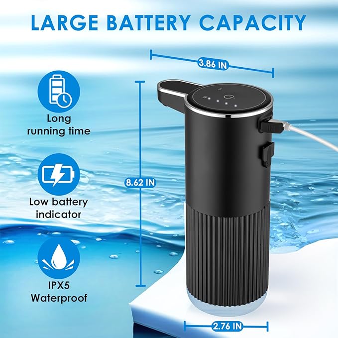 2 Pack Automatic Soap Dispenser Touchless, Rechargeable Foaming Hand Soap Dispenser, 4-Level Adjustable Foam for Bathroom Countertop, Electric（Black）