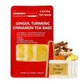 Ginger Cinnamon Turmric Tea Bags with Bamboo Tong - 55 Count (+5 Count), 5.47 oz, Re-Steep Corn Based Bag, Natural Herbal Tea for Body Warm, Liver Support