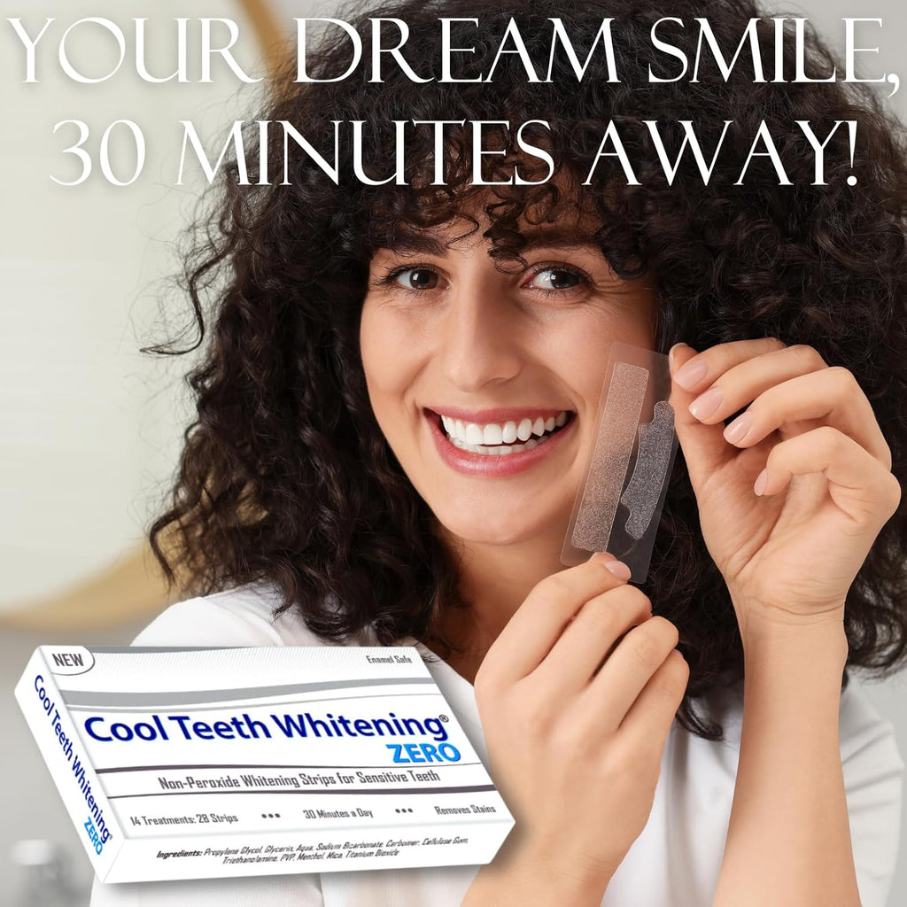 Natural Teeth Whitening Strips – Enamel Safe Gentle Whitening for Sensitive Teeth, Vegan-Friendly White Strips Without Peroxide or Bleach, 14-Day Treatment with 28 Count Supply