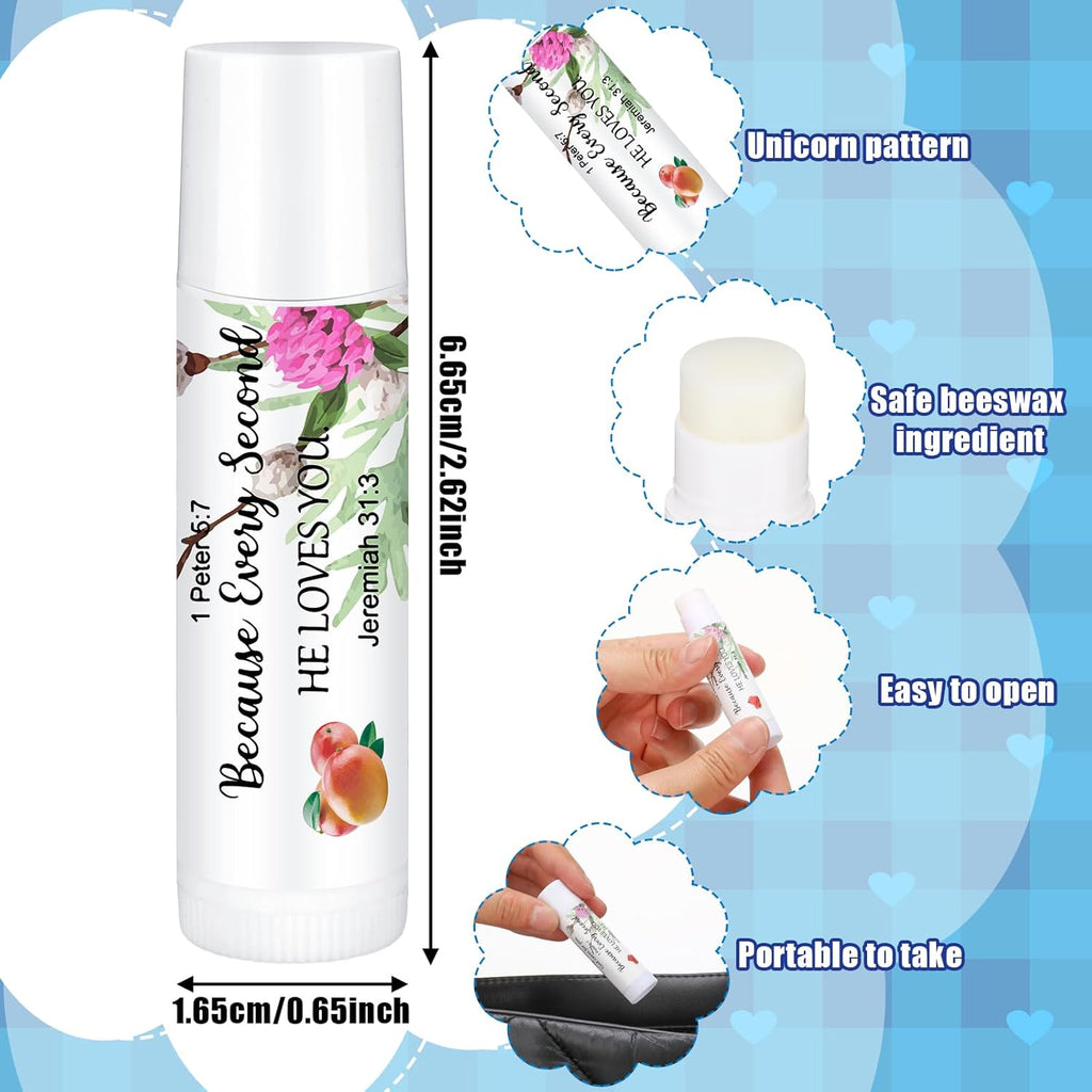 50 Pcs Christmas Christian Lip Balm Bulk Bible Verses Lip Balm Scripture Christian Gifts for Women Faith Religious Church Party Favor Inspirational Gift for Coworker Staff Employee(Floral)