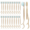 Travel Toothbrush Dental Floss Picks - 4 in 1 Biodegradable Disposable Toothbrushes with Tongue Scraper, Eco-Friendly Individually Wrapped Toothbrush for Adult Kids Travel Oral Care, 40 Pack