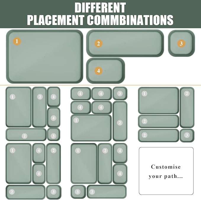 Plastic Drawer Organizers, 18 PCS Drawer Organizer Bins, Bathroom and Vanity Organizer Plastic Tray, Makeup organizer and storage for Makeup, Bedroom, Kitchen Gadgets Utensils and Office