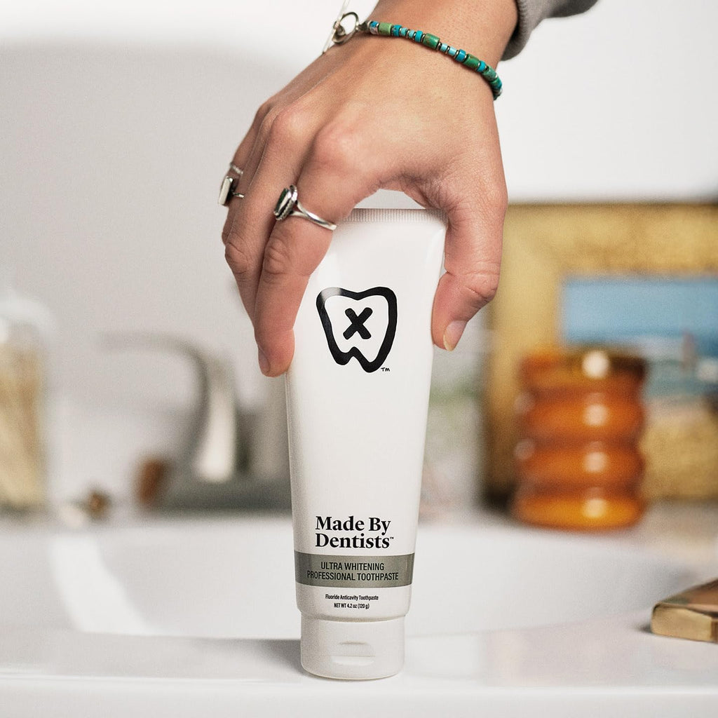 Made by Dentists Professional Ultra Whitening Toothpaste - 2 Pack - Sensitive Teeth Whitening Toothpaste with Sodium Fluoride & Hydrogen Peroxide, ADA Approved, Vegan, 2 x 4.2oz