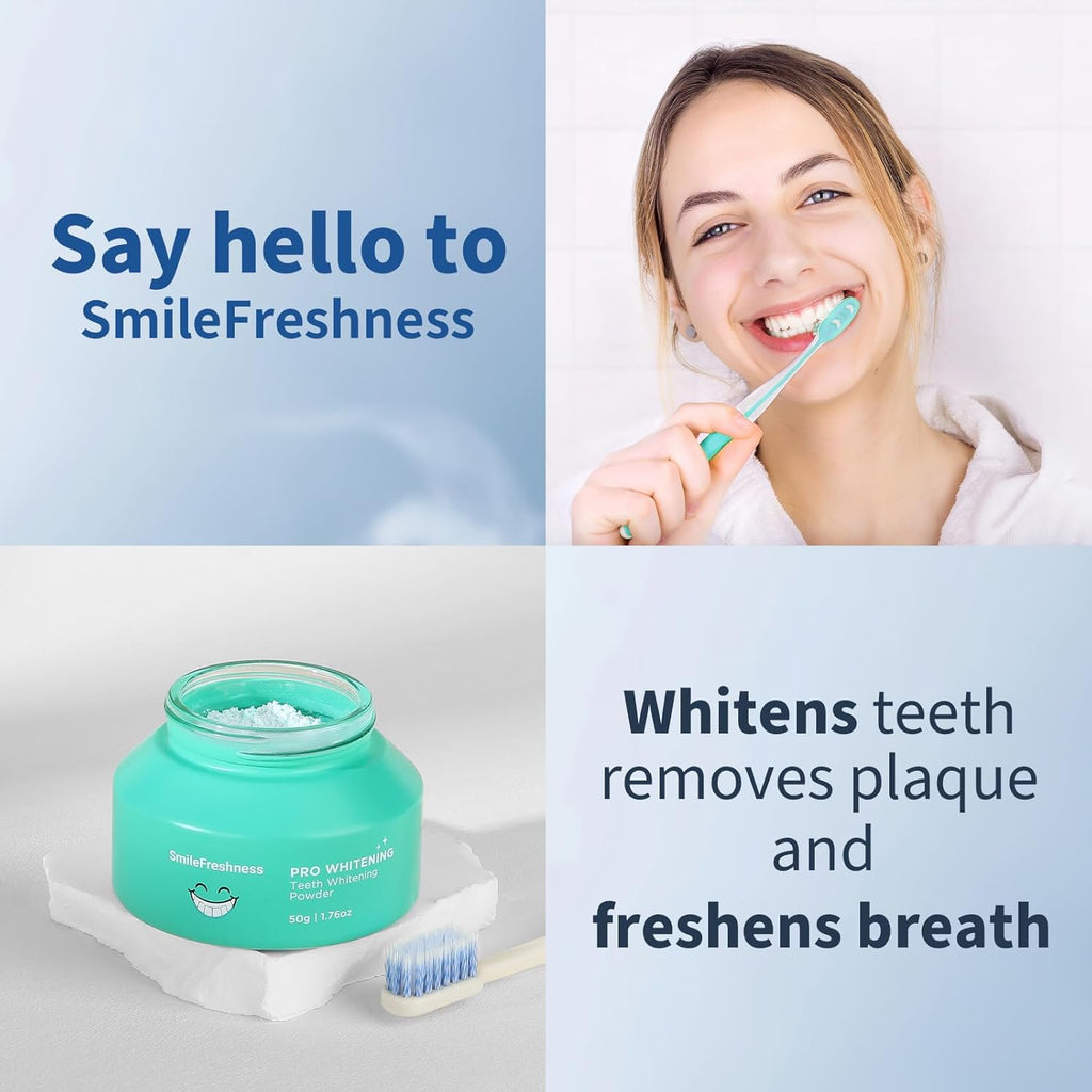 Teeth Whitening Powder - Removes Plaque & Stains, Enamel Care Tooth Whitening Powder with Pap+, Ideal for Sensitive Teeth, Refreshing Mint Flavor (1.76oz).