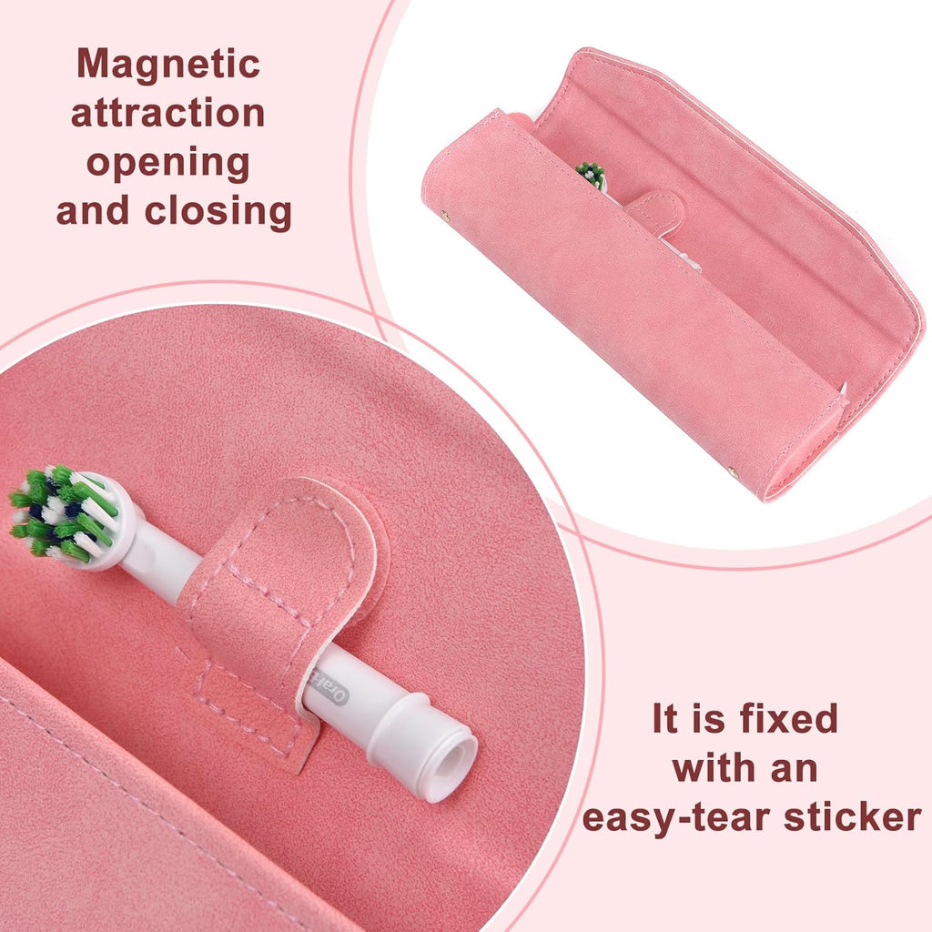 Leather toothbrush travel case, suitable for Oral-B/Oral-B Pro/Philips Sonicare electric toothbrushes, portable magnetic opening and closing protective bag